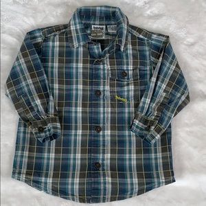 Timberland blue green button down Shirt 18M EUC